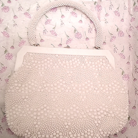 Vintage 1950's Pearl Beaded White  Hand Bag! Rare! - Picture 3 of 9